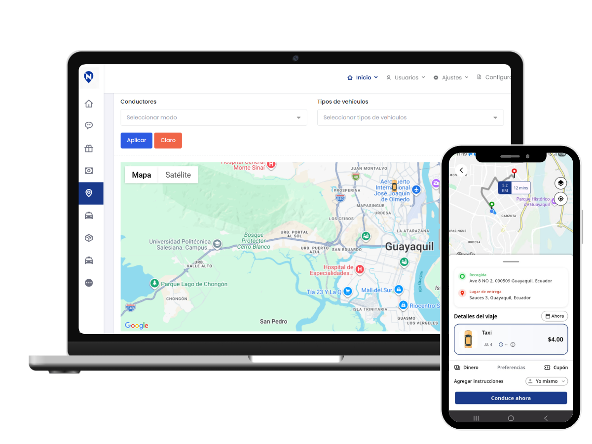 Mockup app de taxis Ecuador